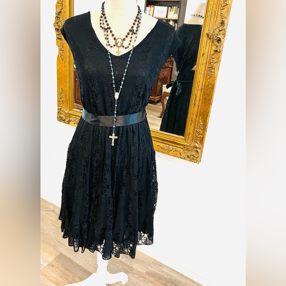 Black Lace Midi Dress whimseygoth western goth great layering piece size 2X